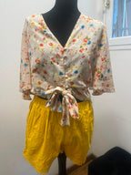 Crop top fleuri à nouer - Mango : Taille L (P0726-321)