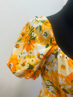 Robe courte fleurie à découpe & manches bouffantes - H&M : Taille M