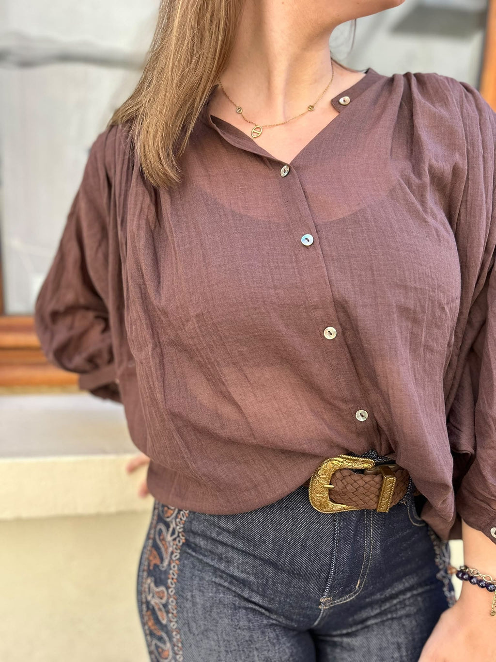 Blouse fluide marron