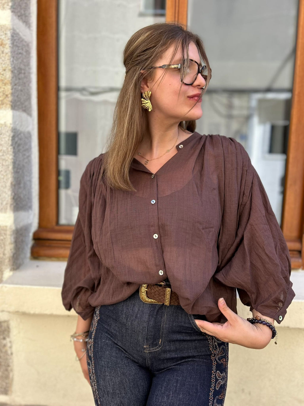 Blouse fluide marron