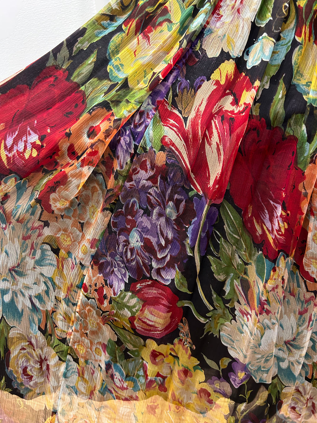 Jupe longue plissée à imprimé floral - Taille Unique (38 au 42) (P0726-402)
