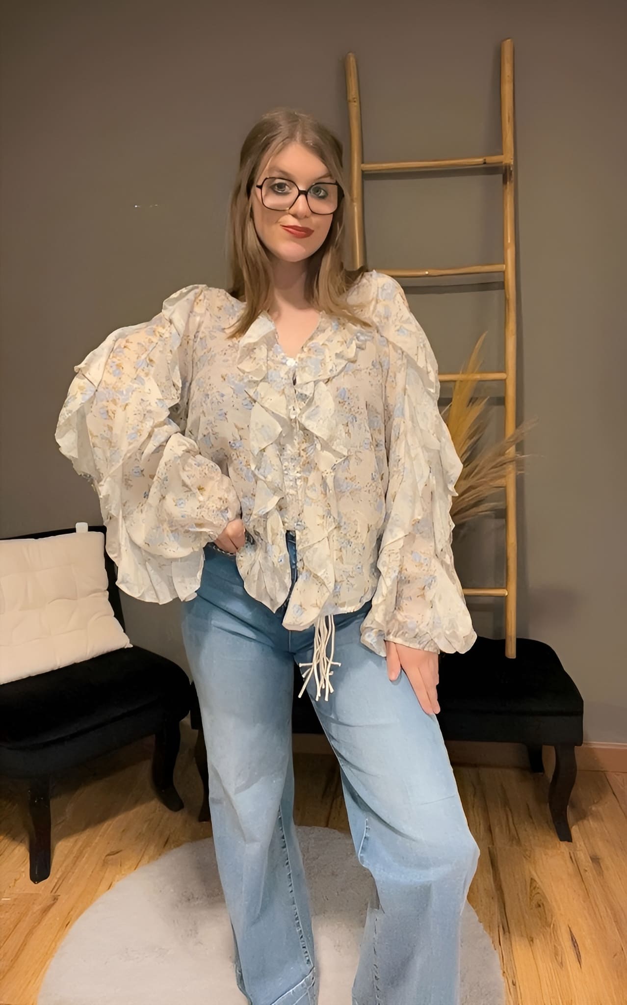 Chemisier Floral à Volants