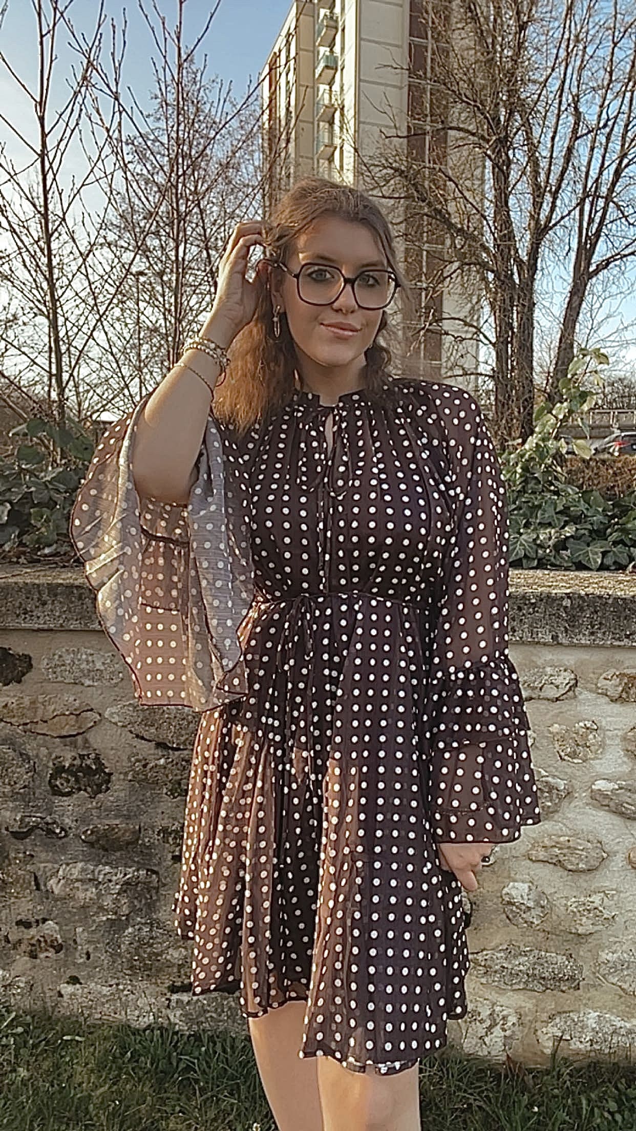 Robe courte à pois chocolat