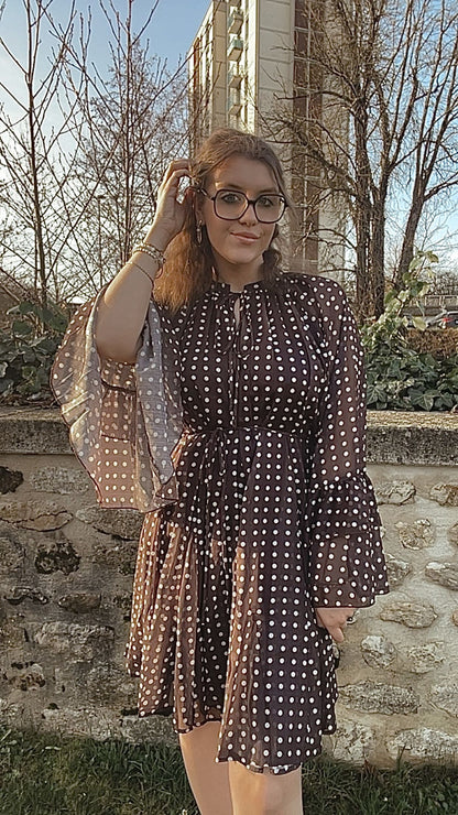 Robe courte à pois chocolat