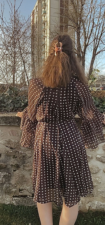 Robe courte à pois chocolat