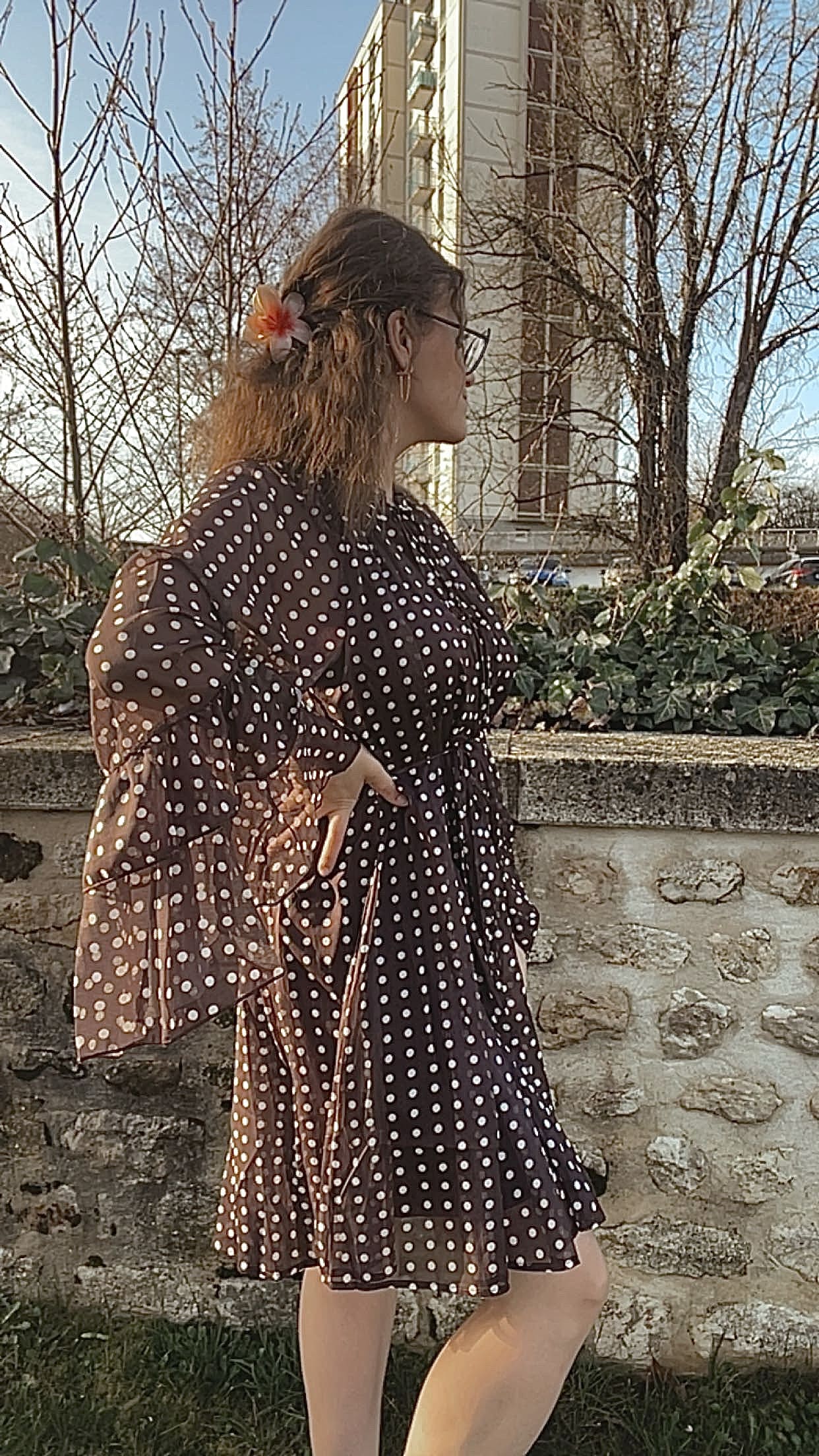 Robe courte à pois chocolat
