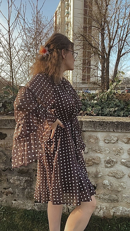 Robe courte à pois chocolat