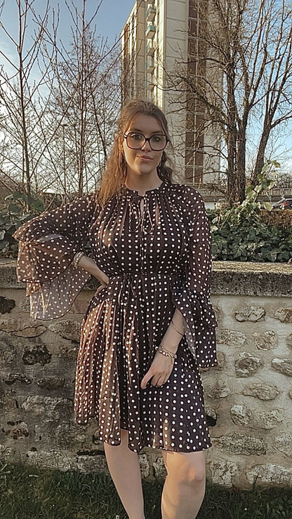 Robe courte à pois chocolat
