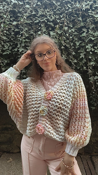 Gilet en crochet multicolore