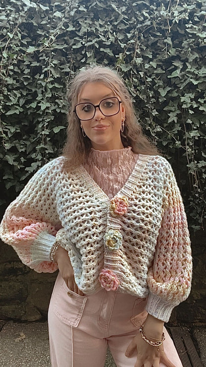 Gilet en crochet multicolore