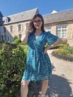 Robe azur fleurie