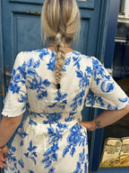 Robe longue imprimé floral bleu & blanc