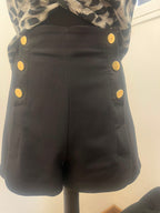 Short taille haute à boutons dorés noir - H&M : Taille M (P0526-479)