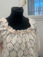 Robe longue en dentelle bohème rose poudré - Rhum Raisin : Taille L (P0726-485)