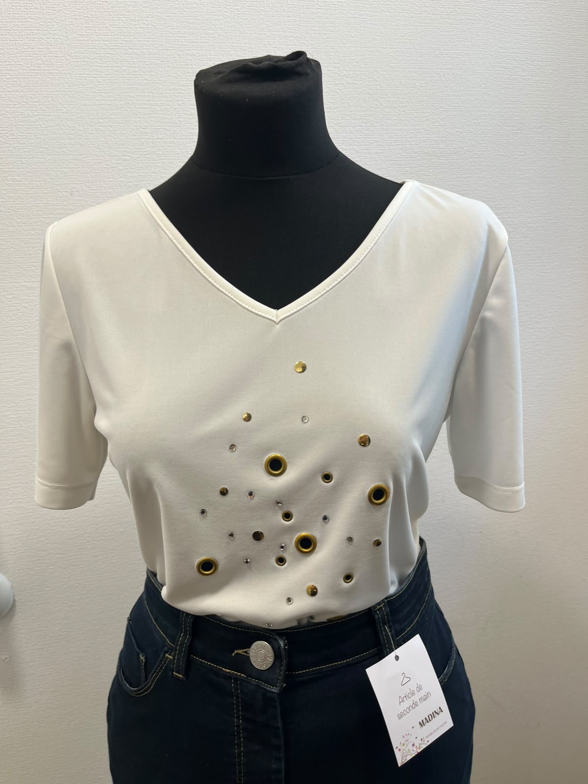 Top blanc - KELLY : Taille L (P0726-568)