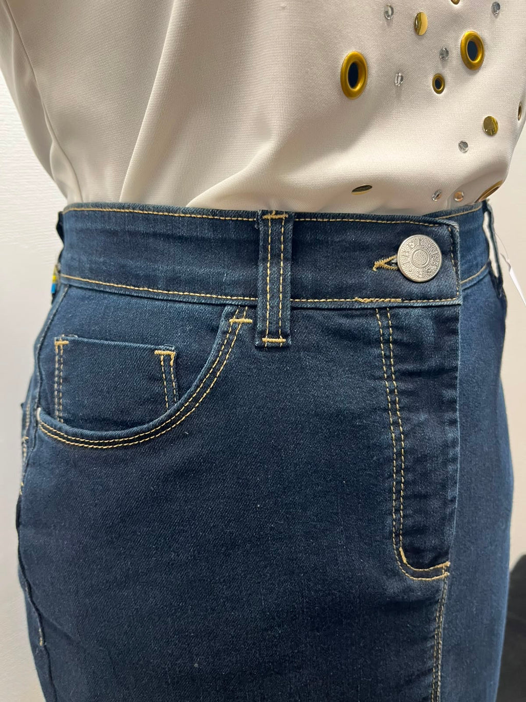 Jupe droite en denim brut - IBER : Taille 40 (P0726-114)