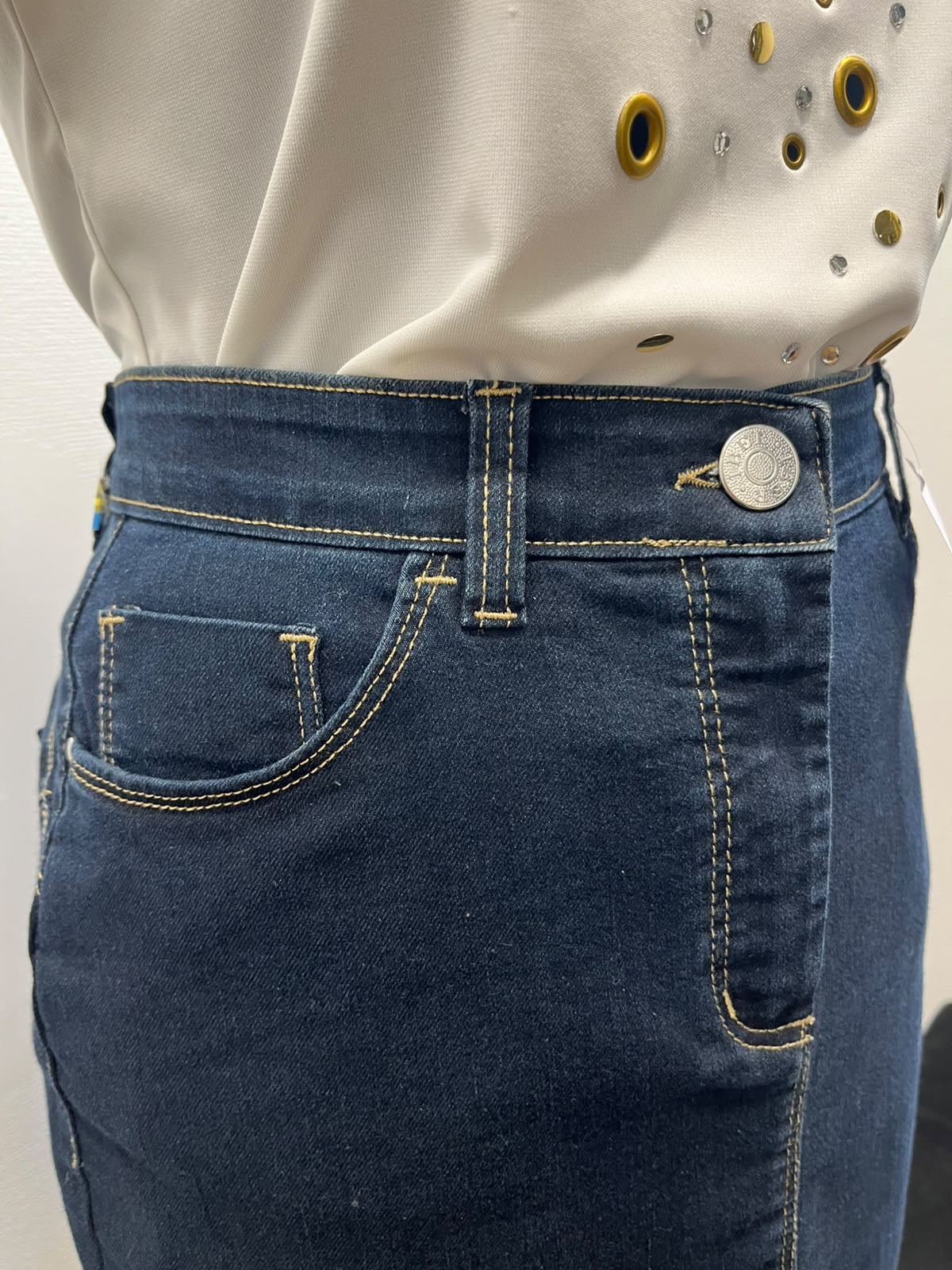 Jupe droite en denim brut - IBER : Taille 40 (P0726-114)
