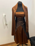 Robe de soirée bustier satinée à laçage dos - YVES CALIN : Taille 36 (P0526-132)