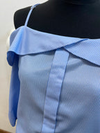 Blouse à rayures épaules dénudées - VINTAGE DRESSING : Taille M (P0526-259)