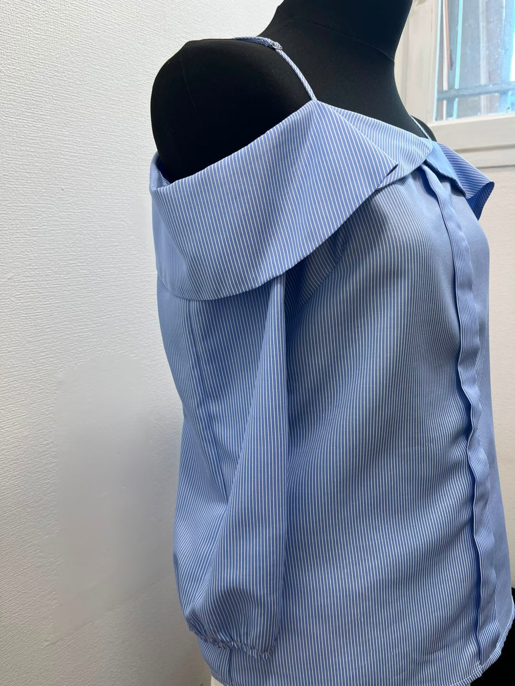 Blouse à rayures épaules dénudées - VINTAGE DRESSING : Taille M (P0526-259)