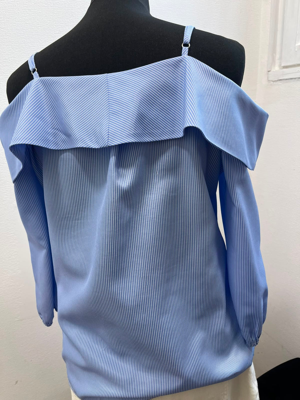 Blouse à rayures épaules dénudées - VINTAGE DRESSING : Taille M (P0526-259)