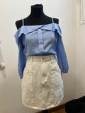 Blouse à rayures épaules dénudées - VINTAGE DRESSING : Taille M (P0526-259)