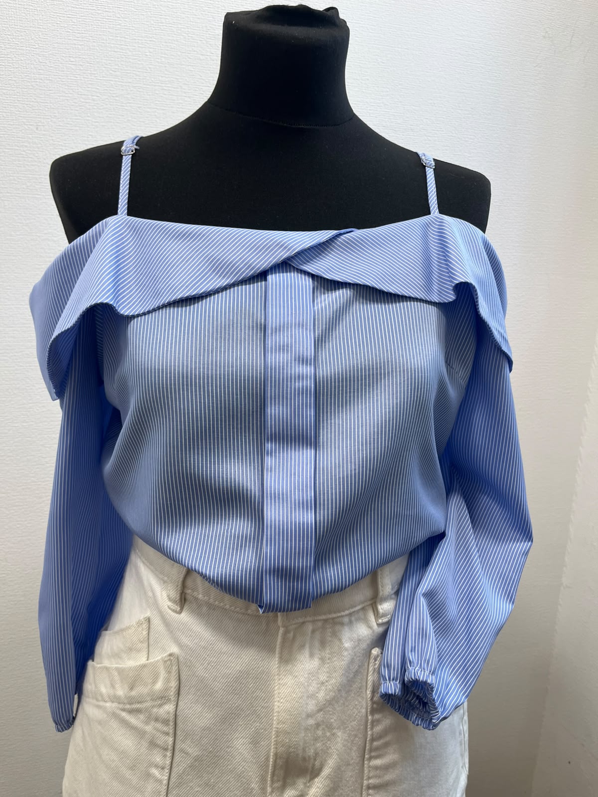 Blouse à rayures épaules dénudées - VINTAGE DRESSING : Taille M (P0526-259)