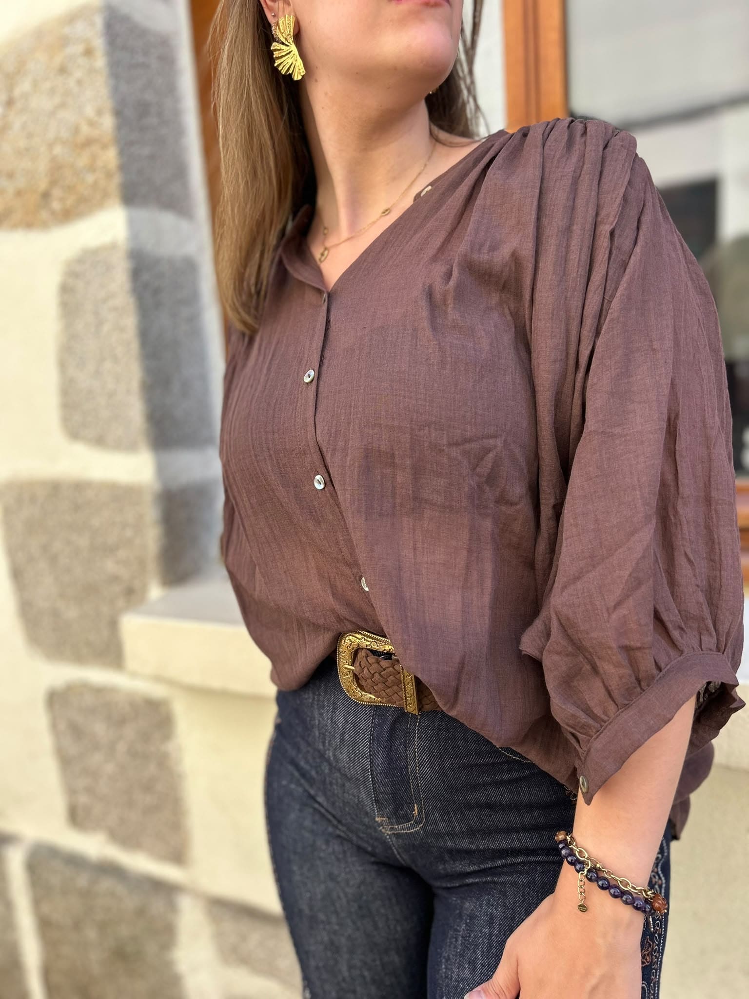 Blouse fluide marron