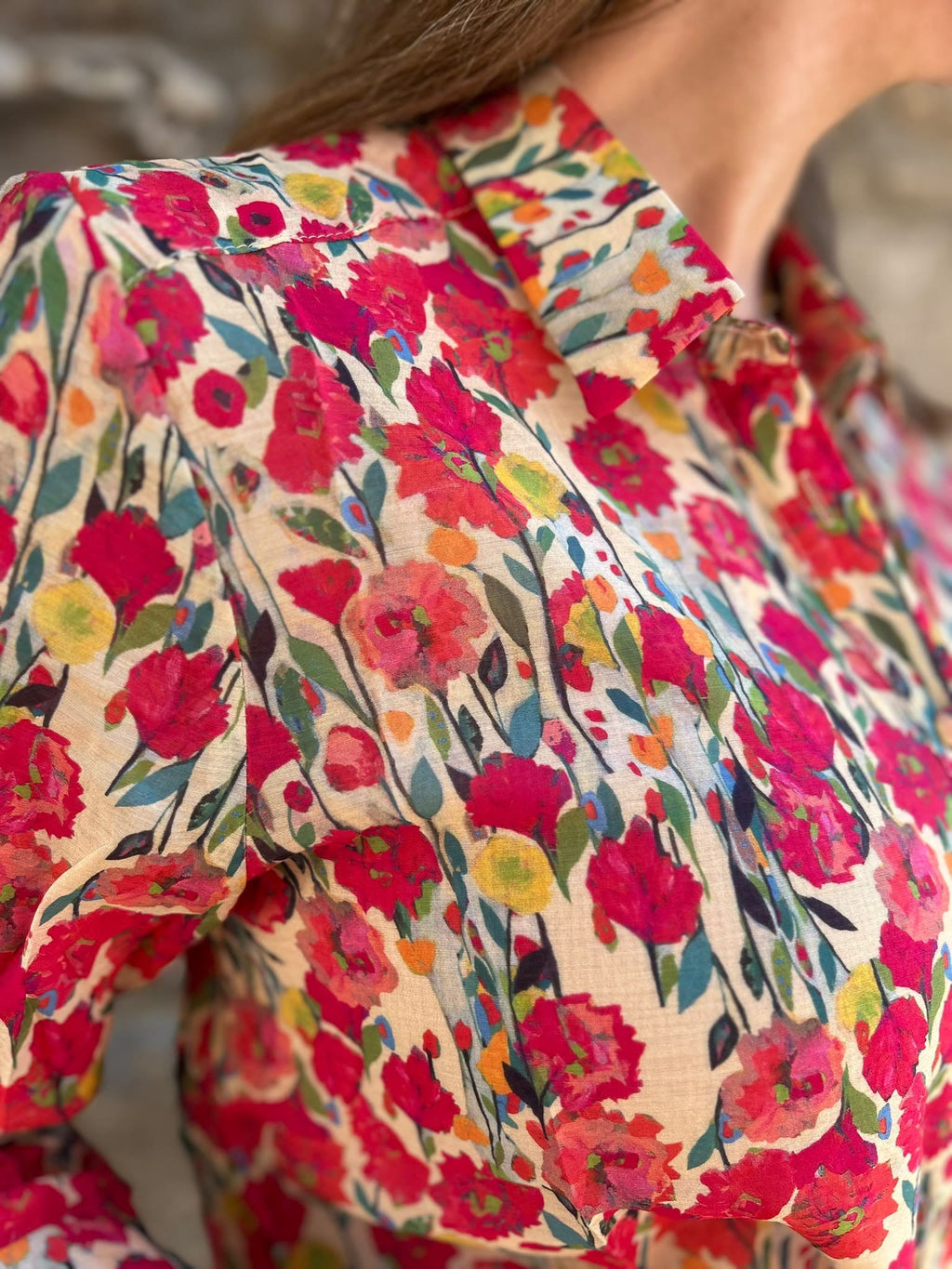 Chemise fluide imprimé floral coloré