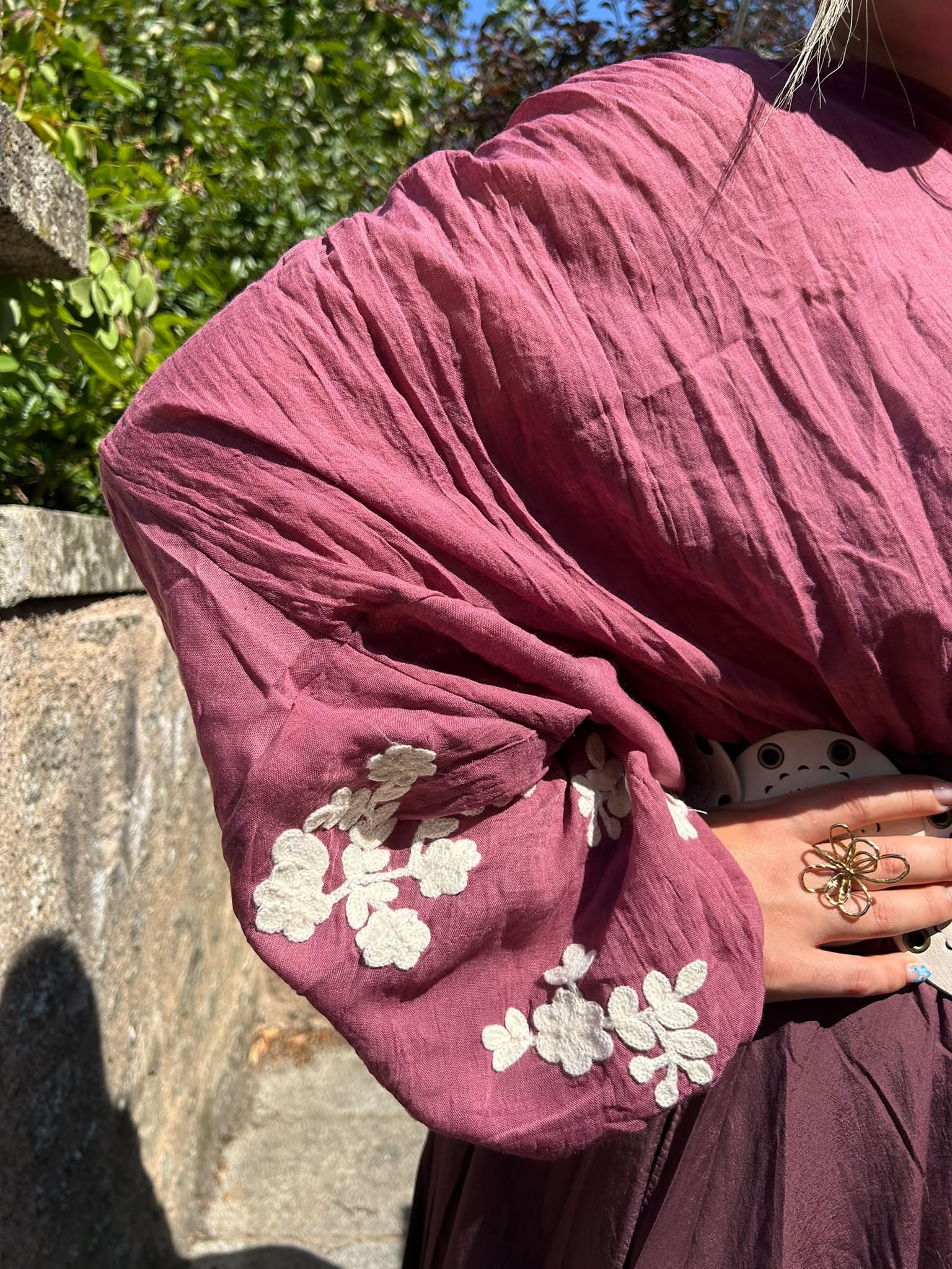 Blouse bohème broderies florales