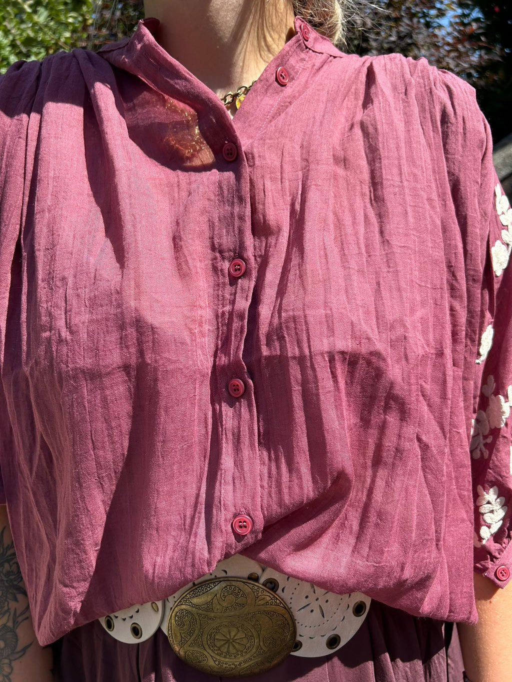 Blouse bohème broderies florales