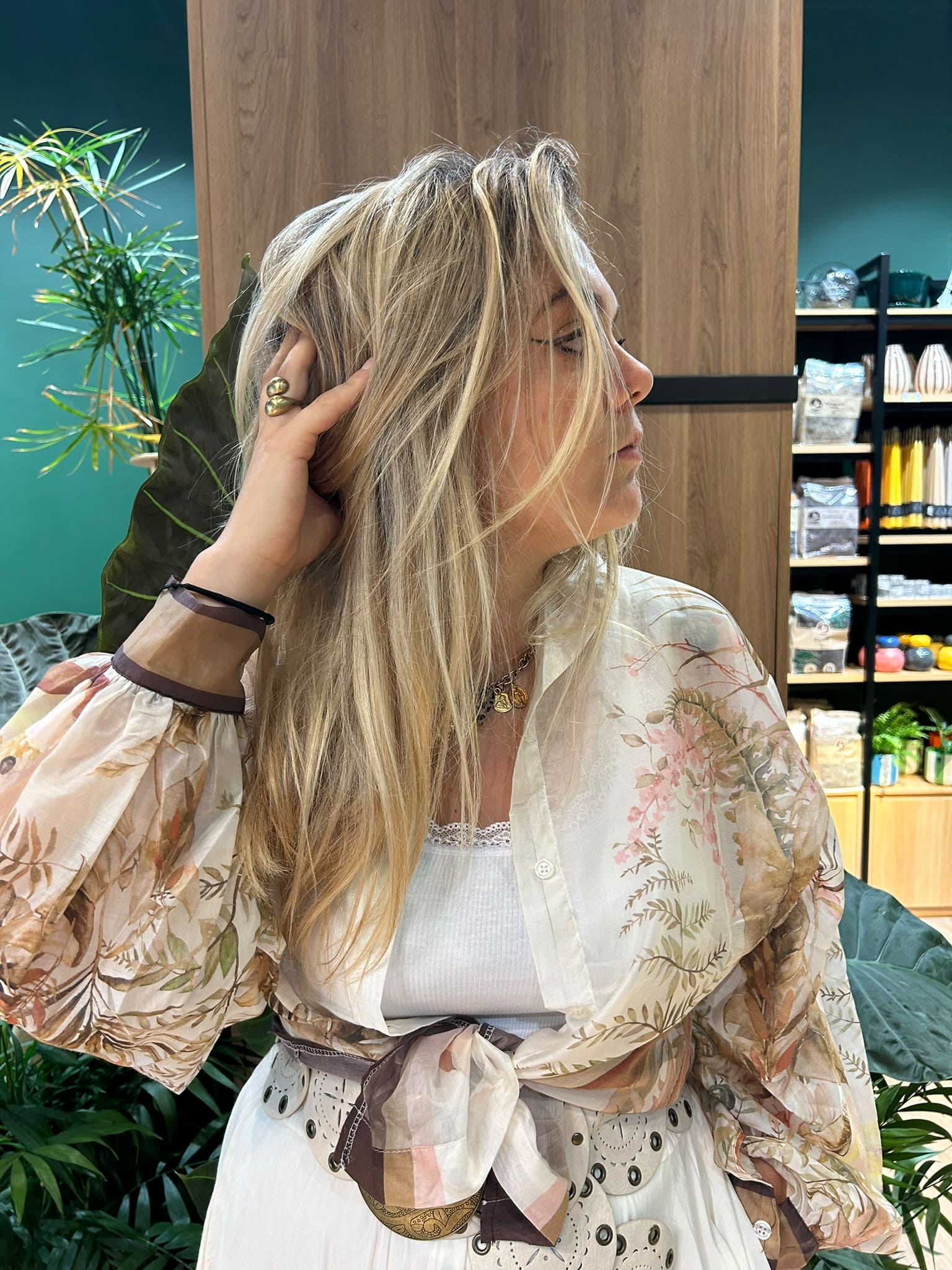 Chemise fluide imprimé végétal aquarelle