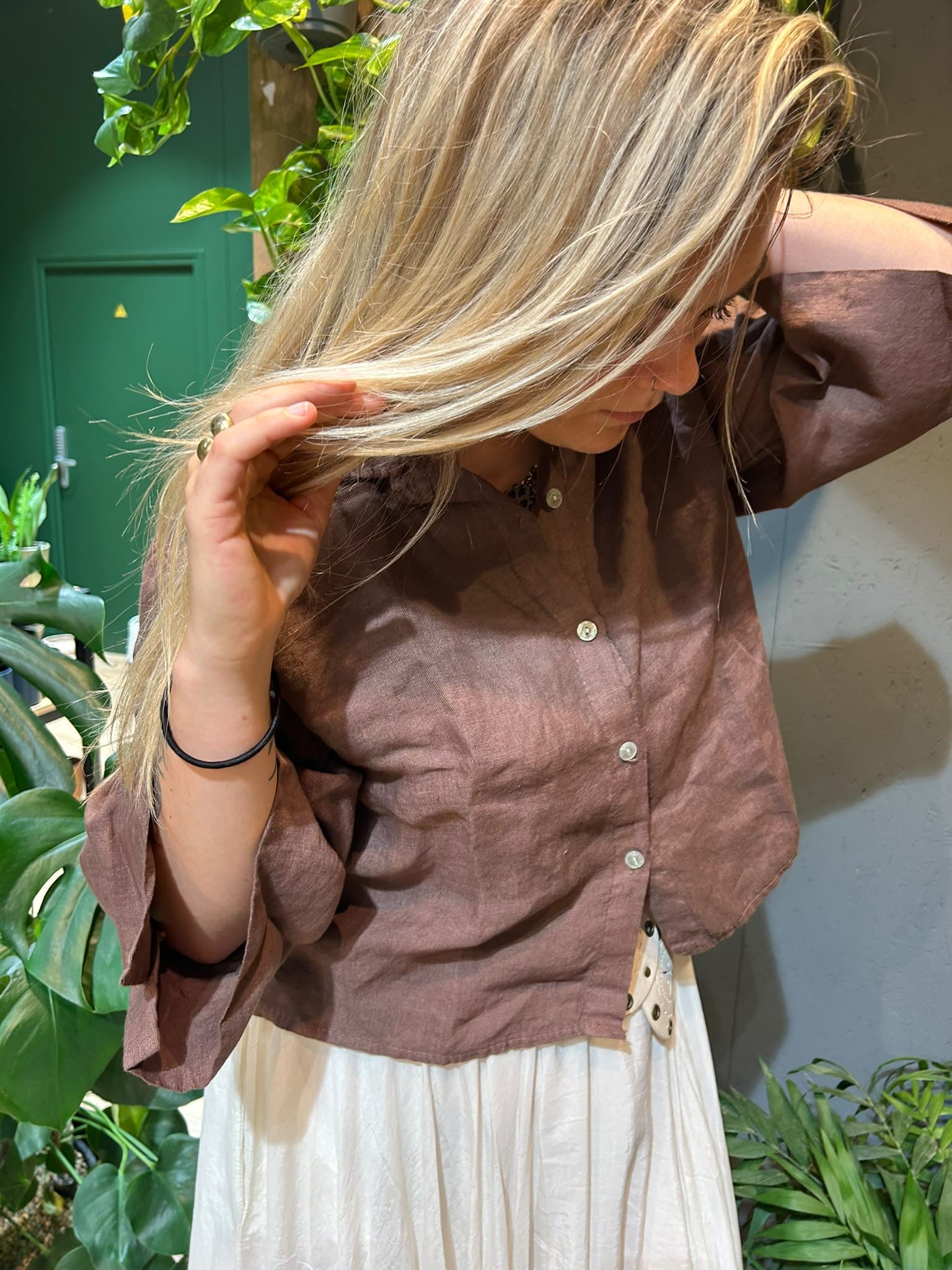 Chemise courte en lin