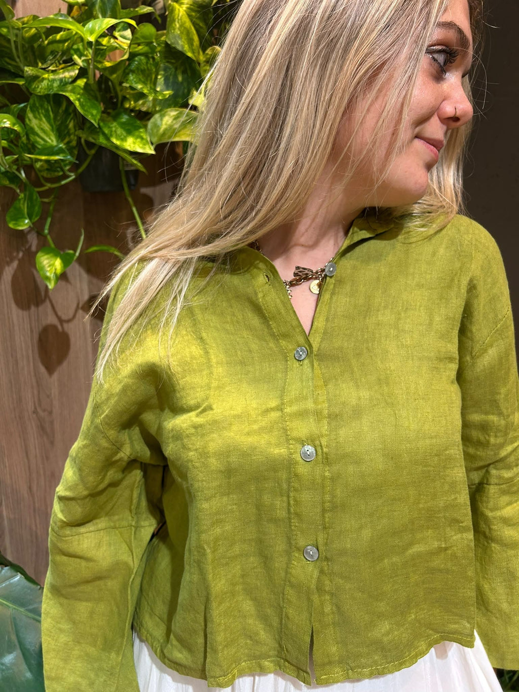 Chemise courte en lin