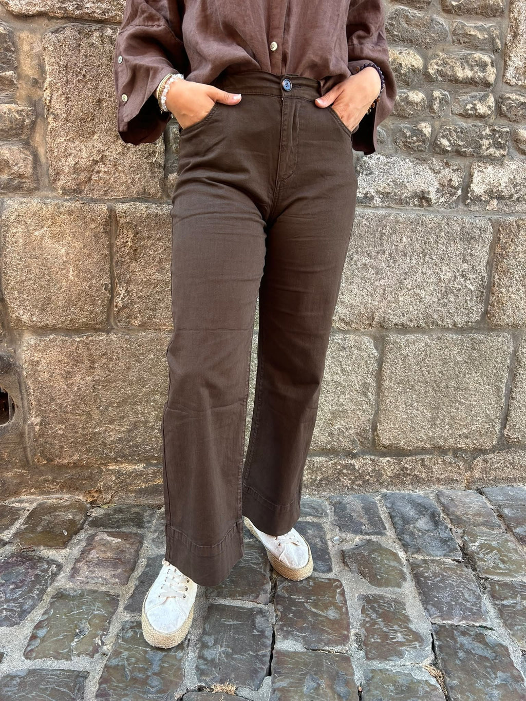 Pantalon chino large en coton