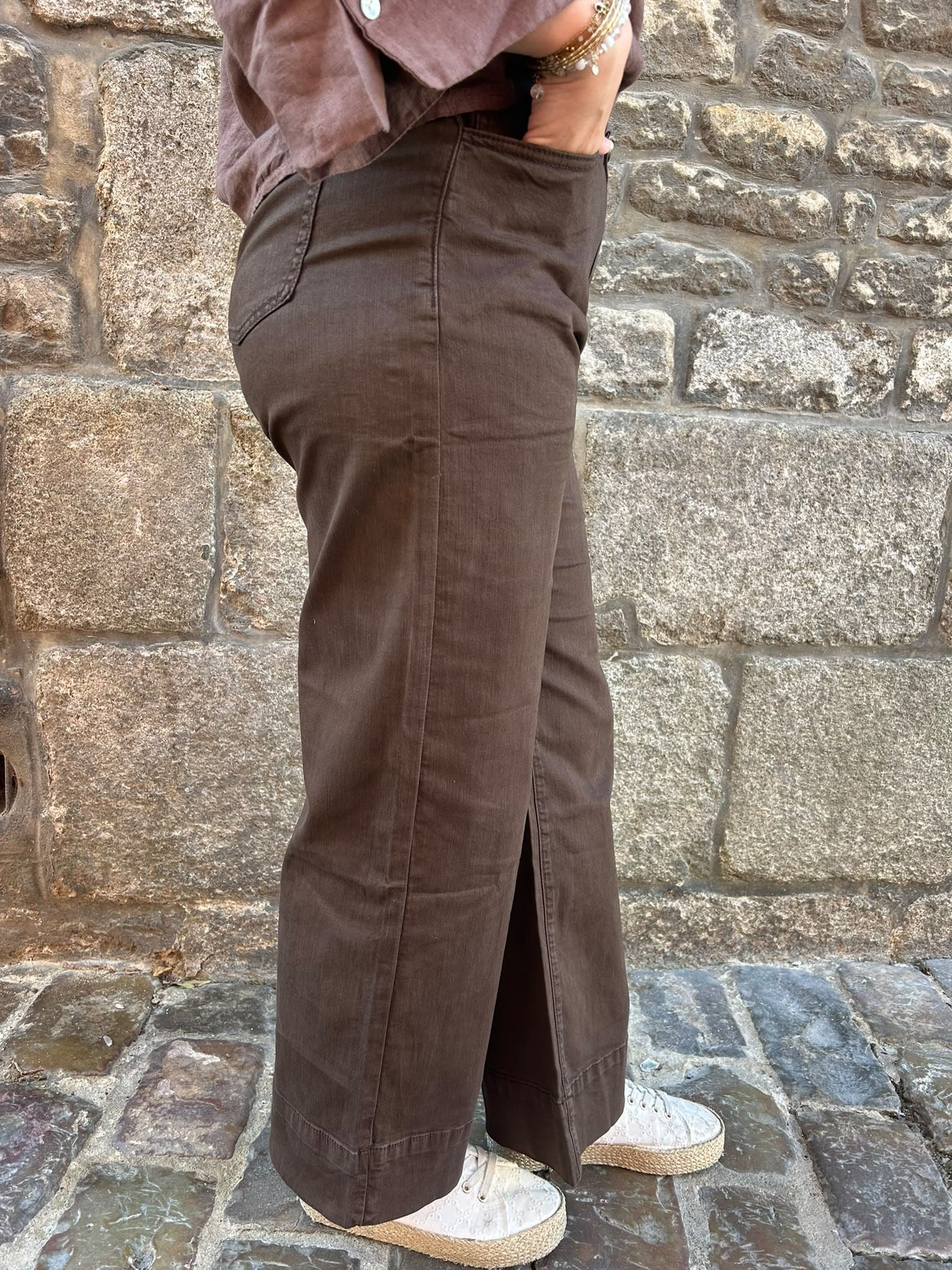 Pantalon chino large en coton