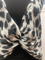 Débardeur satiné torsadé léopard gris - GNK : Taille Unique (P0726-47)