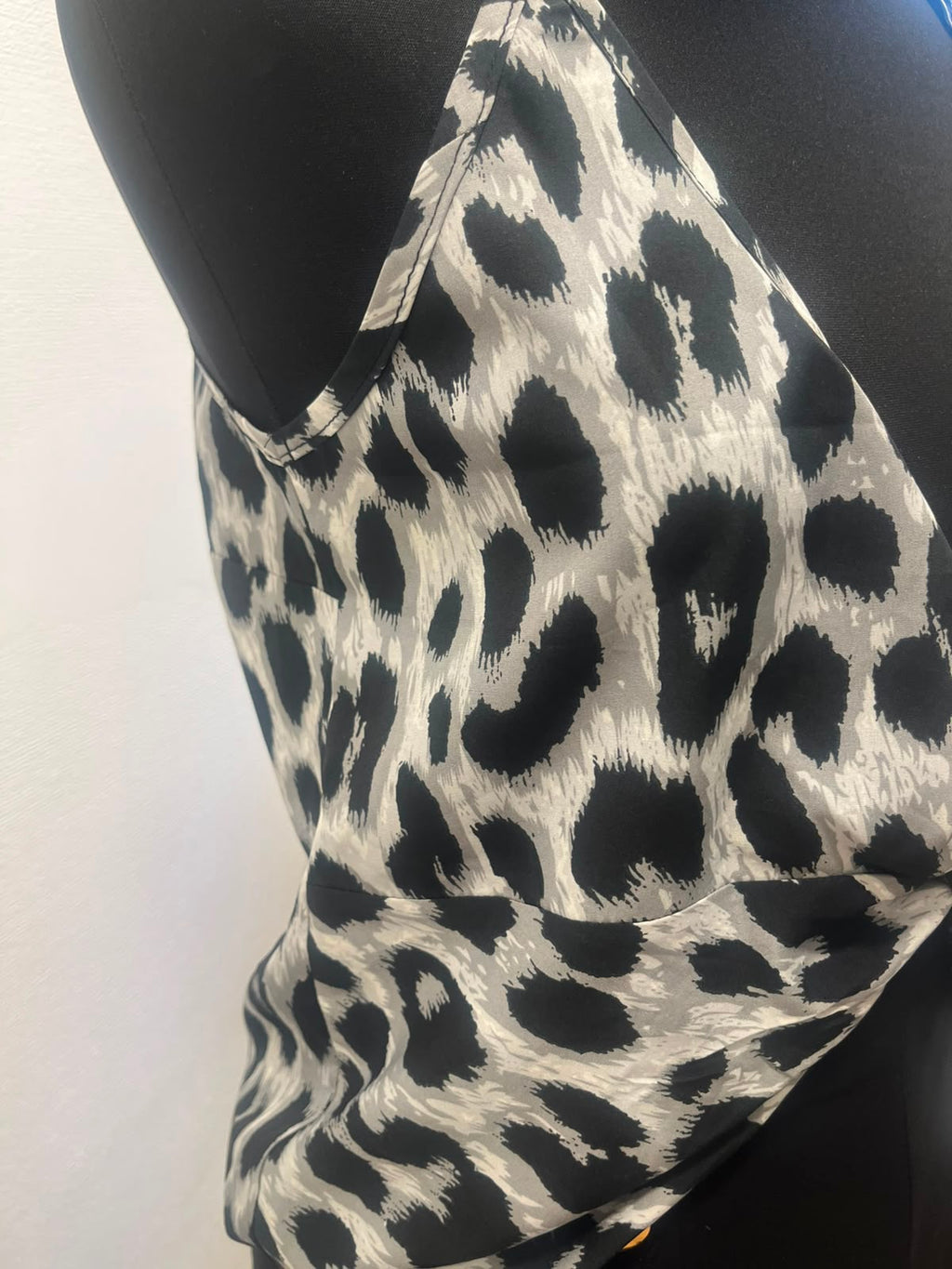 Débardeur satiné torsadé léopard gris - GNK : Taille Unique (P0726-47)