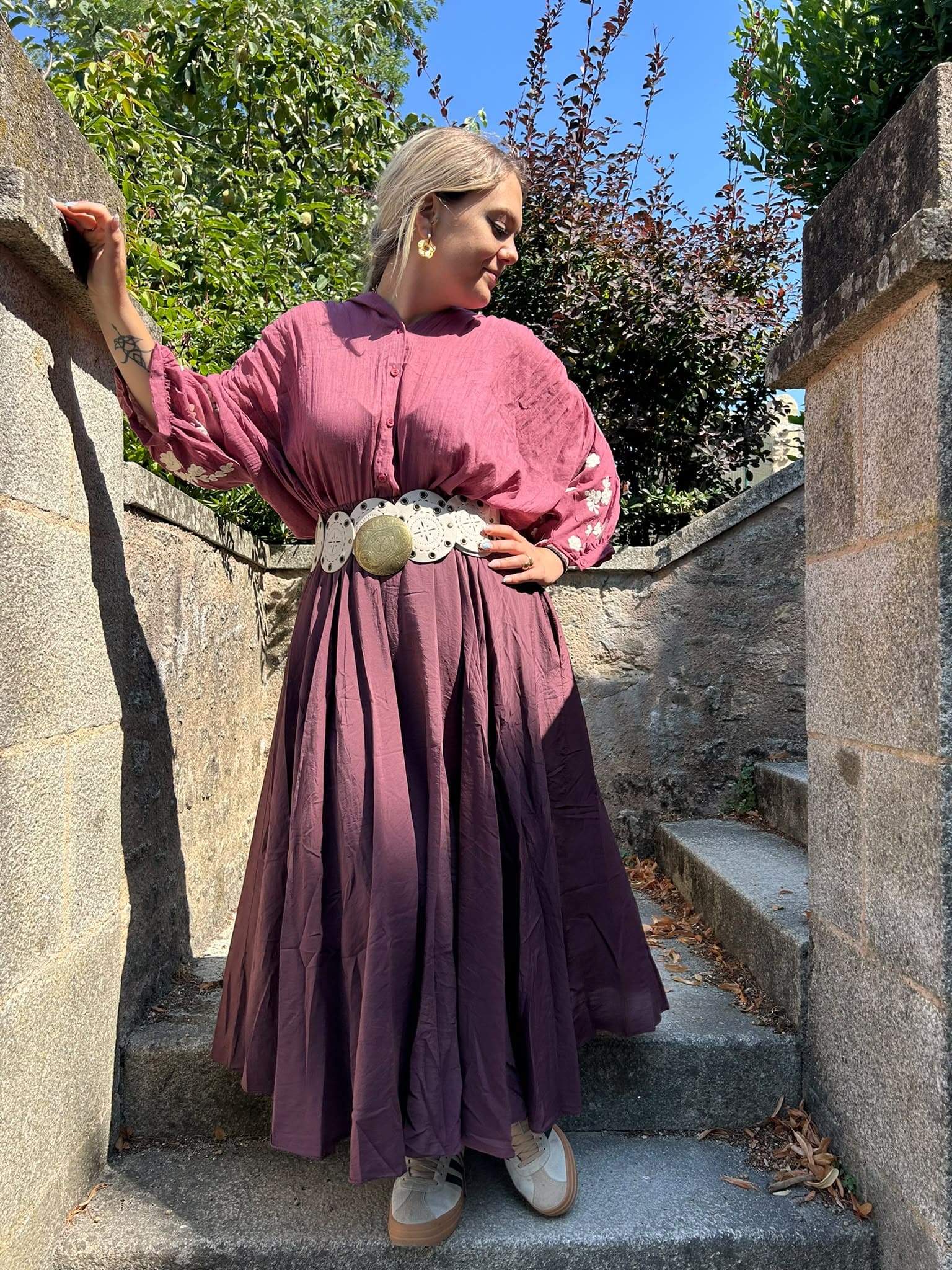 Blouse bohème broderies florales
