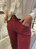 Jean large évasé rouge brique
