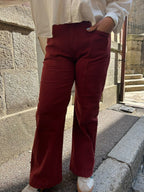 Jean large évasé rouge brique