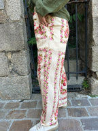 Pantalon fluide imprimé floral & grenades
