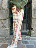 Pantalon fluide imprimé floral & grenades