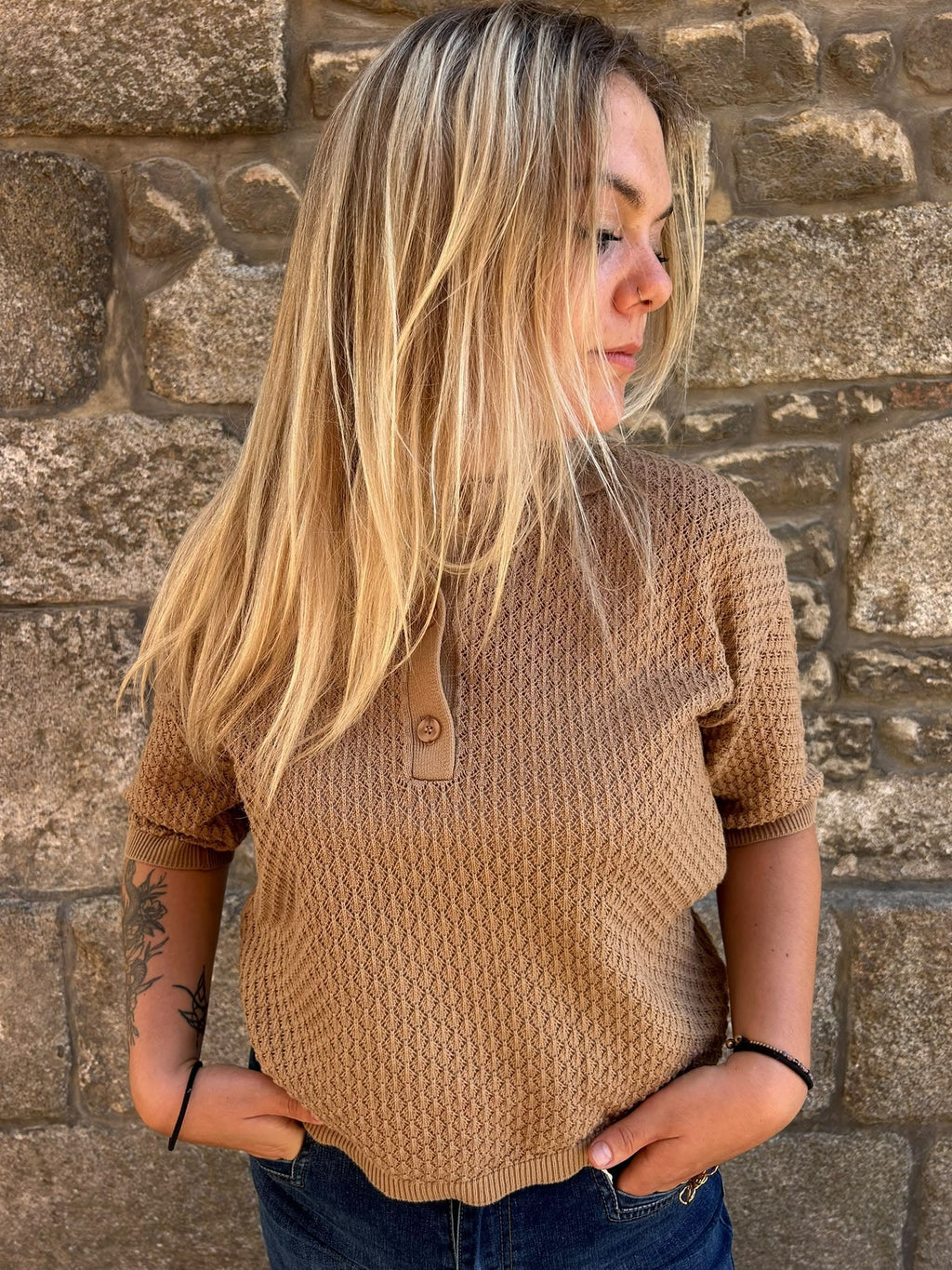 Polo en maille à manches courtes