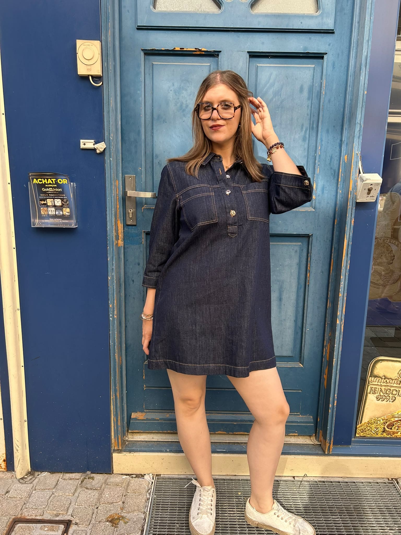 Robe courte en denim