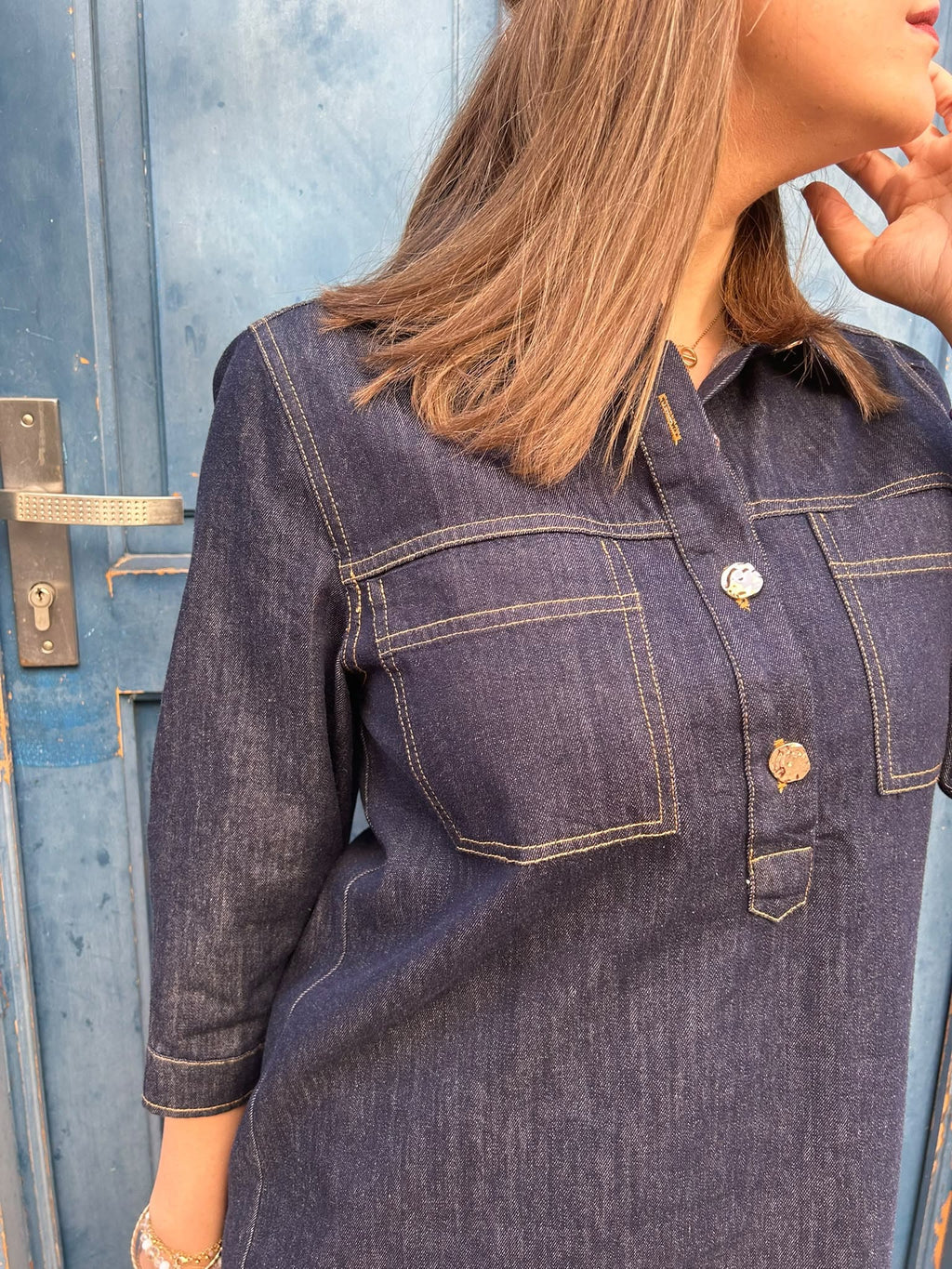 Robe courte en denim