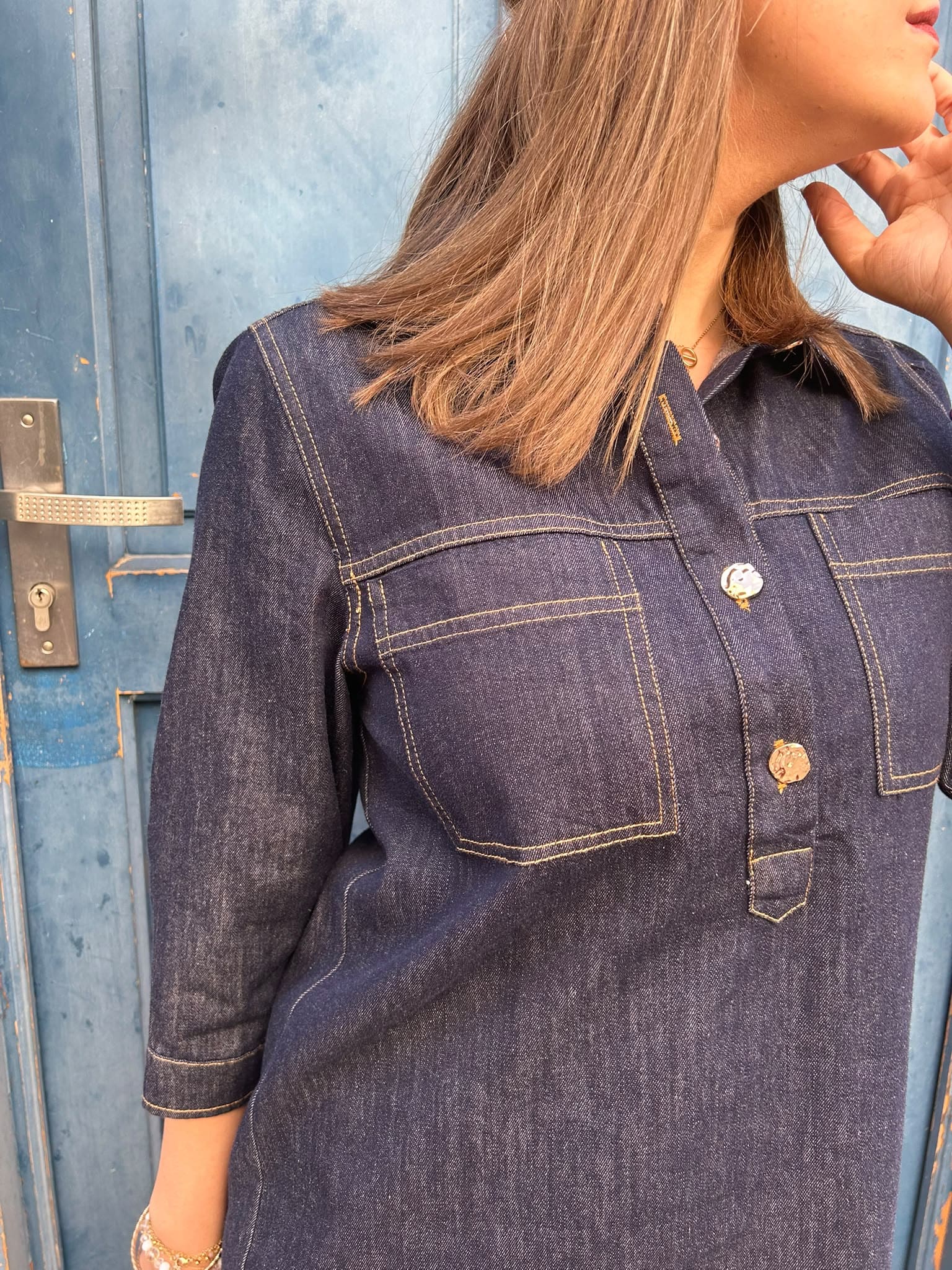 Robe courte en denim