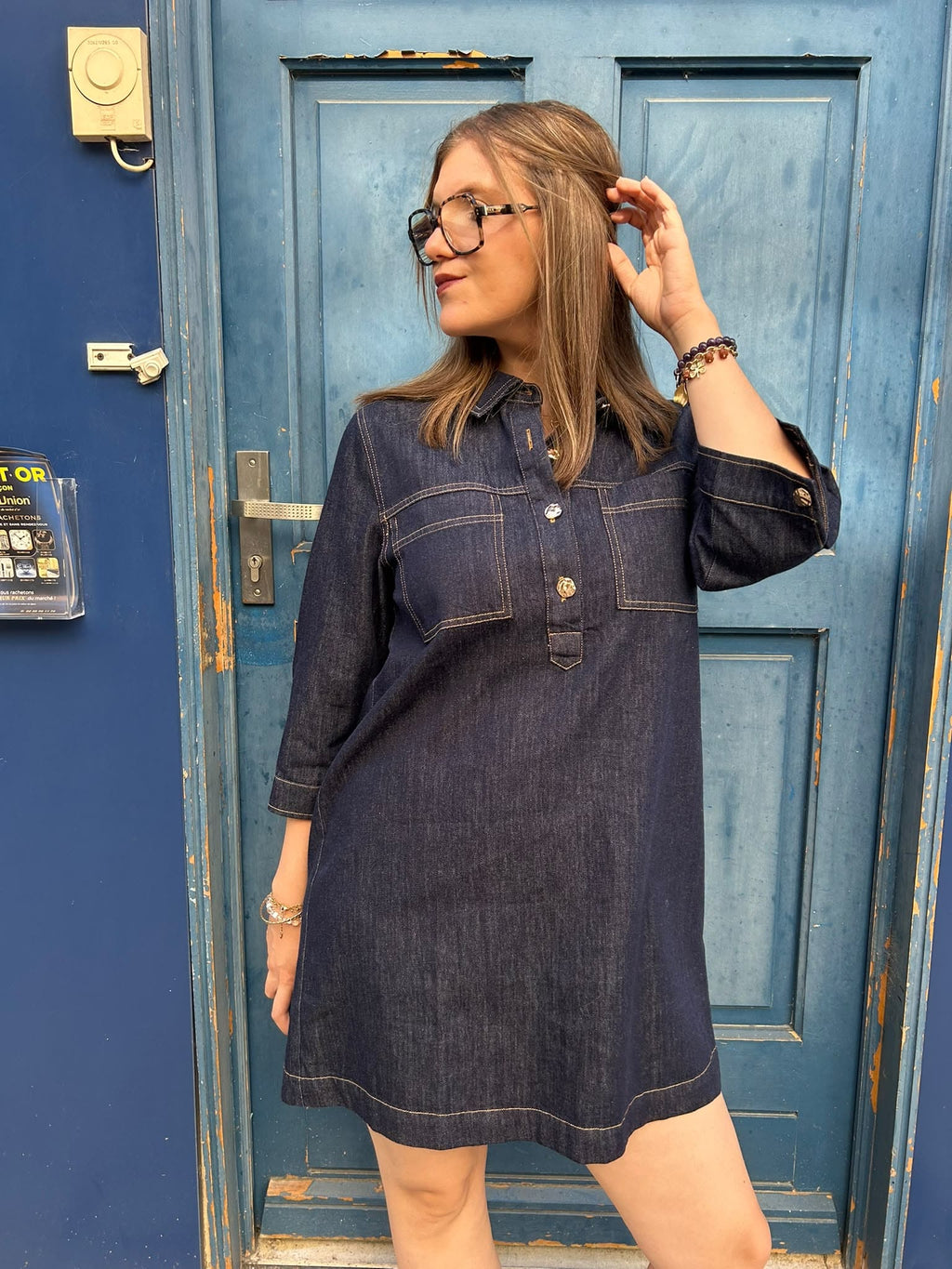 Robe courte en denim
