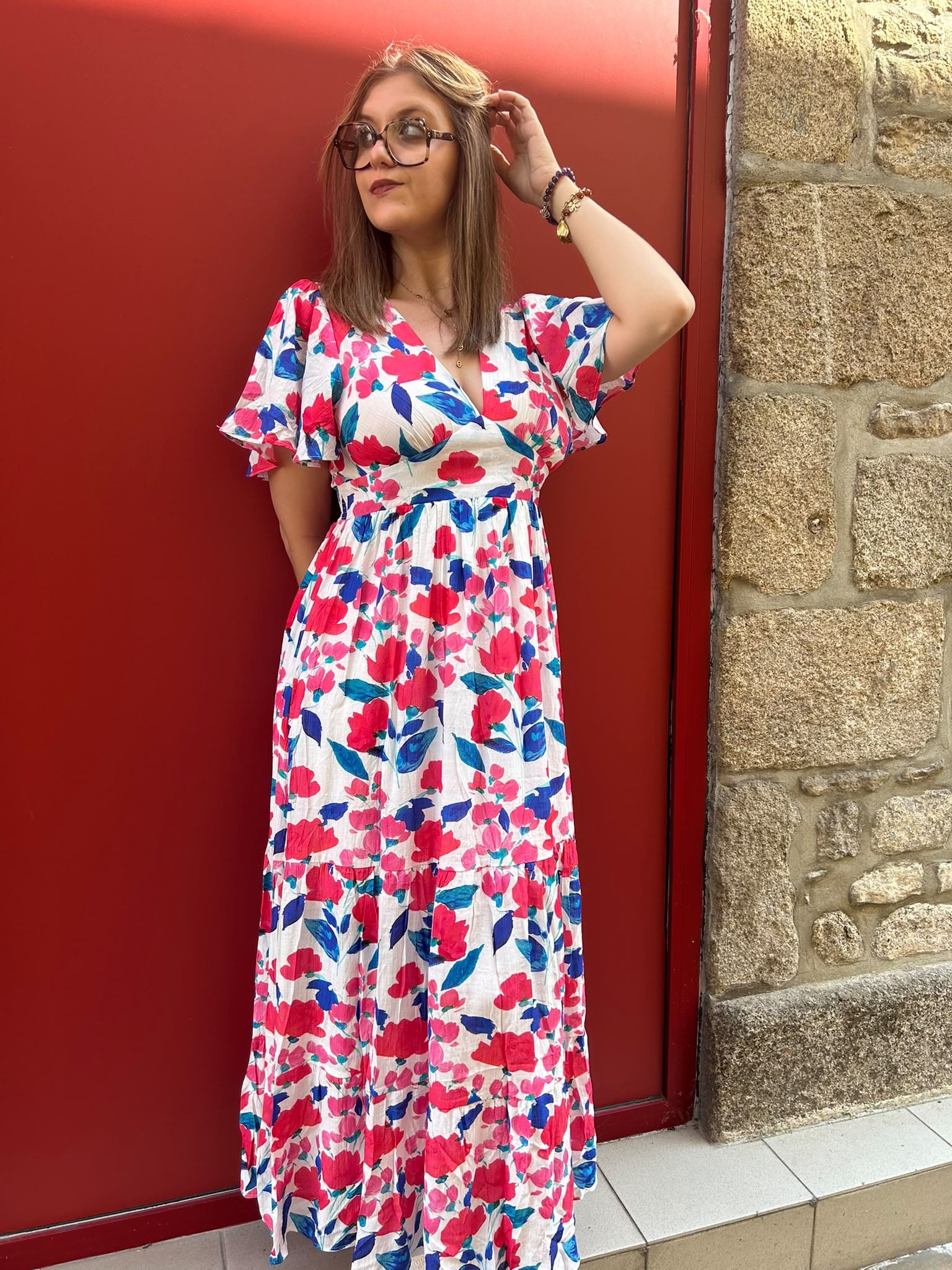 Robe longue champêtre florale