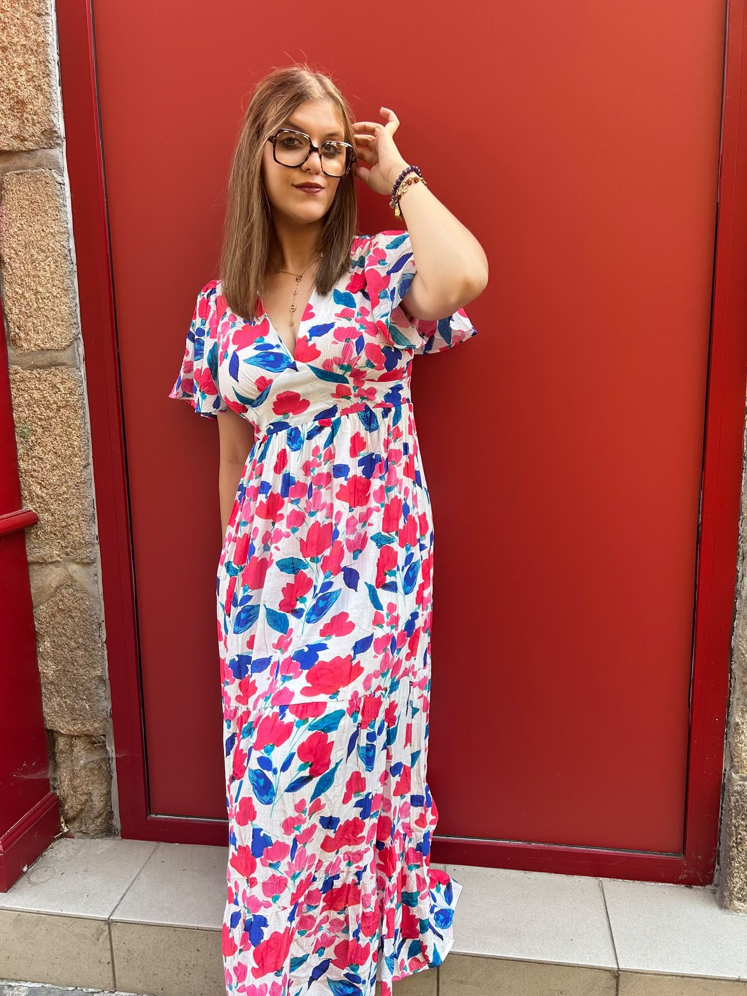 Robe longue champêtre florale